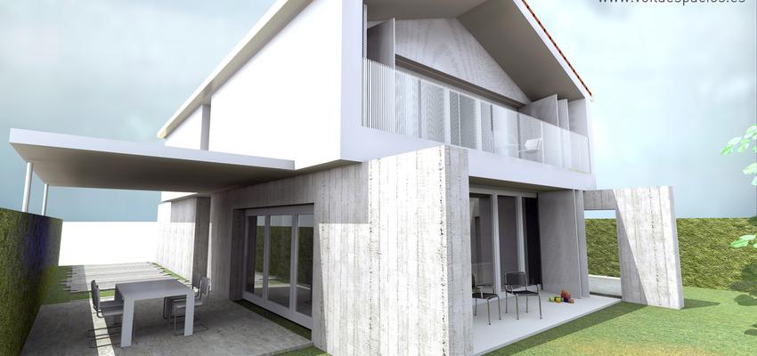 Terraza, Exterior, Jardin Estilo contemporaneo Color verde, blanco, gris  diseñado por voilà | Arquitecto 