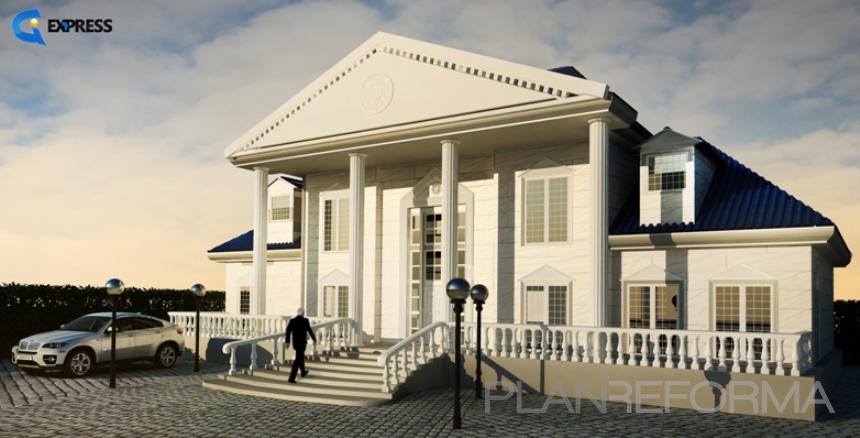 Exterior Estilo clasico Color azul oscuro, beige, beige  diseñado por ARCO Gabinete de Servicios. Rafael Pérez | Gremio 