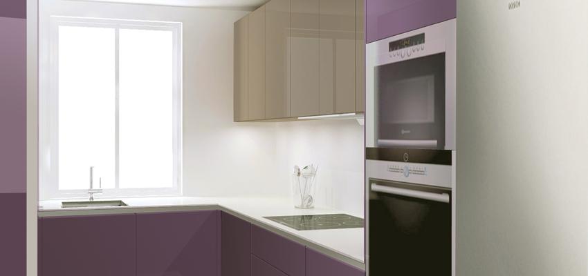 Cocina Estilo contemporaneo Color violeta, beige, blanco  diseñado por RAQUEL CHAMORRO | Interiorista | Copyright RCH