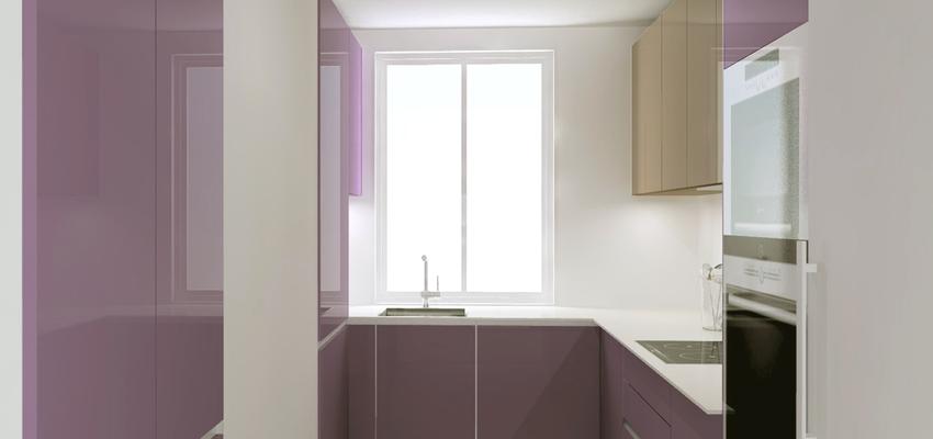 Cocina Estilo contemporaneo Color violeta, beige, blanco  diseñado por RAQUEL CHAMORRO | Interiorista | Copyright RCH