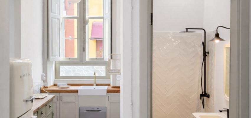 Baño, Cocina Estilo contemporaneo Color verde, crema, plateado  diseñado por Astrid Monterrubio Interiorismo & Reformas | Interiorista | Copyright Imagen de Astrid Monterrubio Estudio