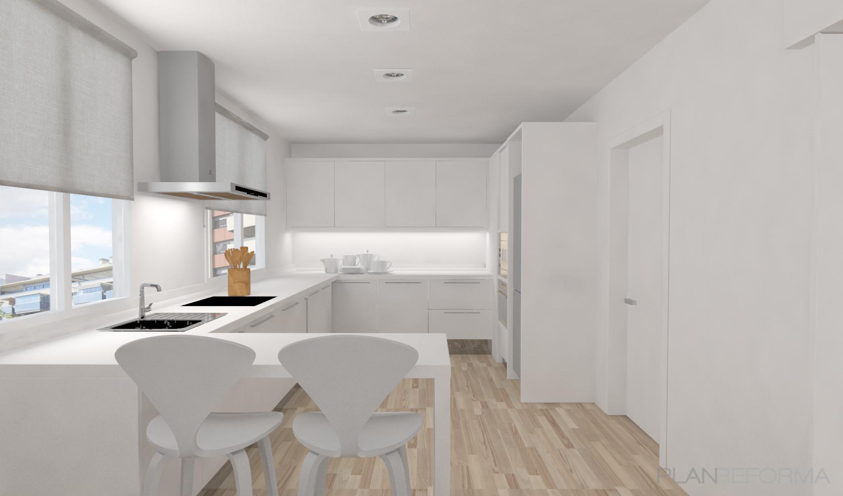 Comedor, Cocina Estilo contemporaneo Color beige, blanco, gris, negro  diseñado por MIG CONSTRUIR | Arquitecto 