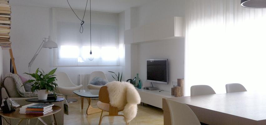 Sala de la TV, Salon style contemporaneo color ocre, marron, blanco, gris  diseñado por A+FC_arquitectura | Arquitecto 