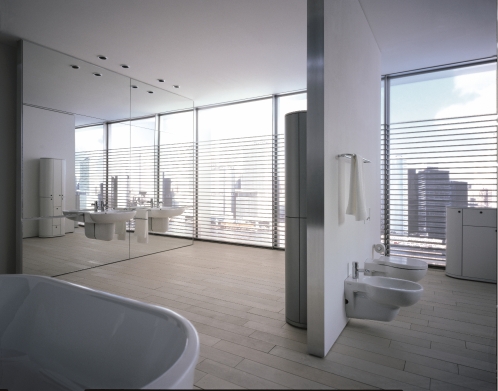 Baño style contemporaneo color beige, blanco  diseñado por DURAVIT | Marca colaboradora | Copyright Copyright Duravit AG