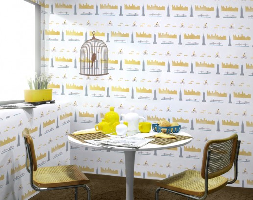 Cafeteria style vintage color amarillo, marron, blanco, gris  diseñado por Coordonne | Marca colaboradora | Copyright Coordonne