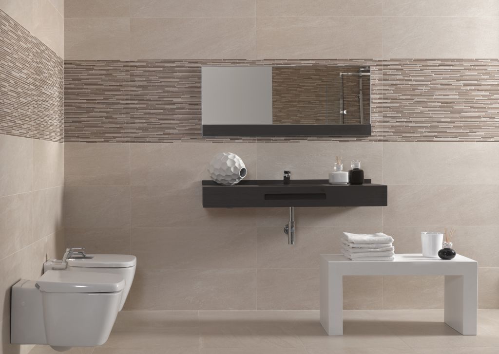 Baño style contemporaneo color marron, beige, marron, blanco  diseñado por keraben | Marca colaboradora | Copyright Keraben
