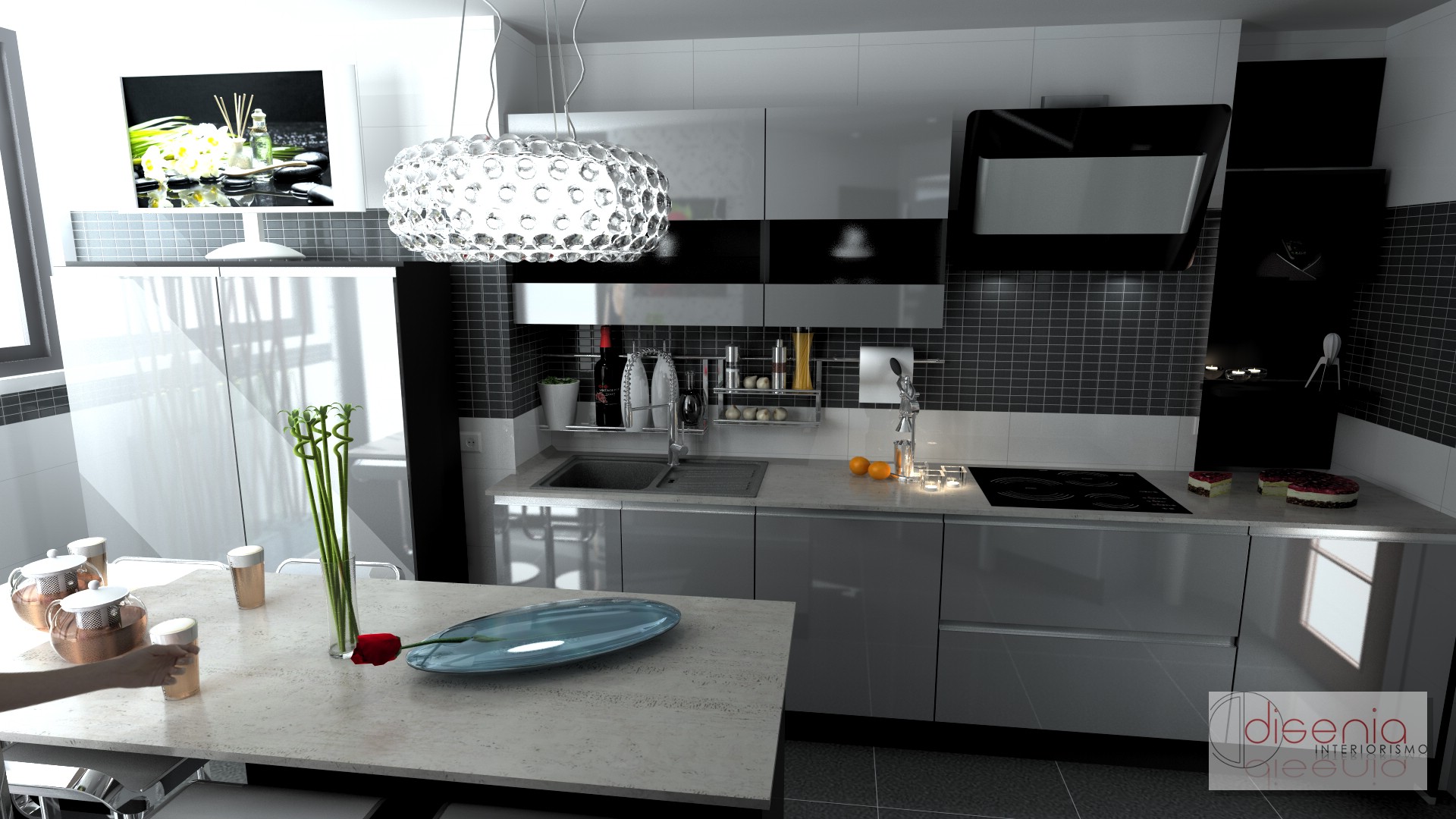 Cocina style contemporaneo color beige, blanco, gris, gris, negro  diseñado por David Abad | Marca colaboradora 