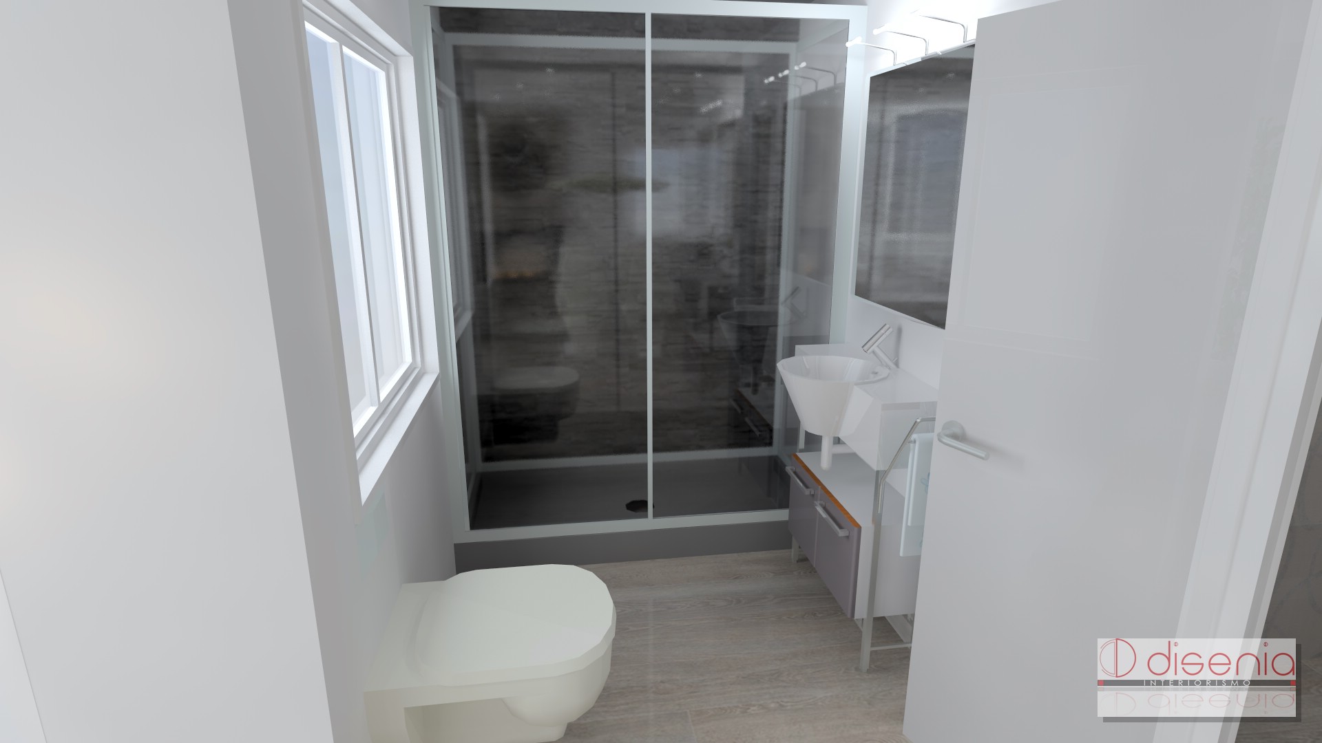 Baño style contemporaneo color beige, blanco, gris, gris  diseñado por David Abad | Marca colaboradora 