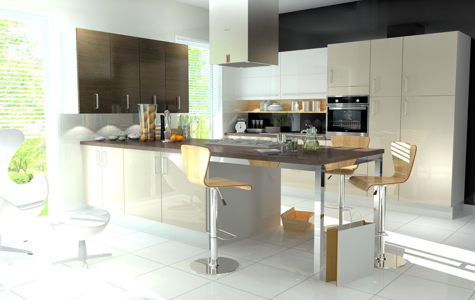 Cocina style contemporaneo color marron, beige, marron, blanco, gris  diseñado por David Abad | Marca colaboradora 