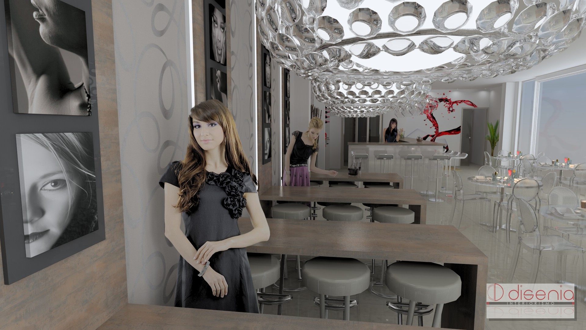 Restaurante, Bar style clasico color marron, blanco, gris, gris, negro  diseñado por David Abad | Marca colaboradora 