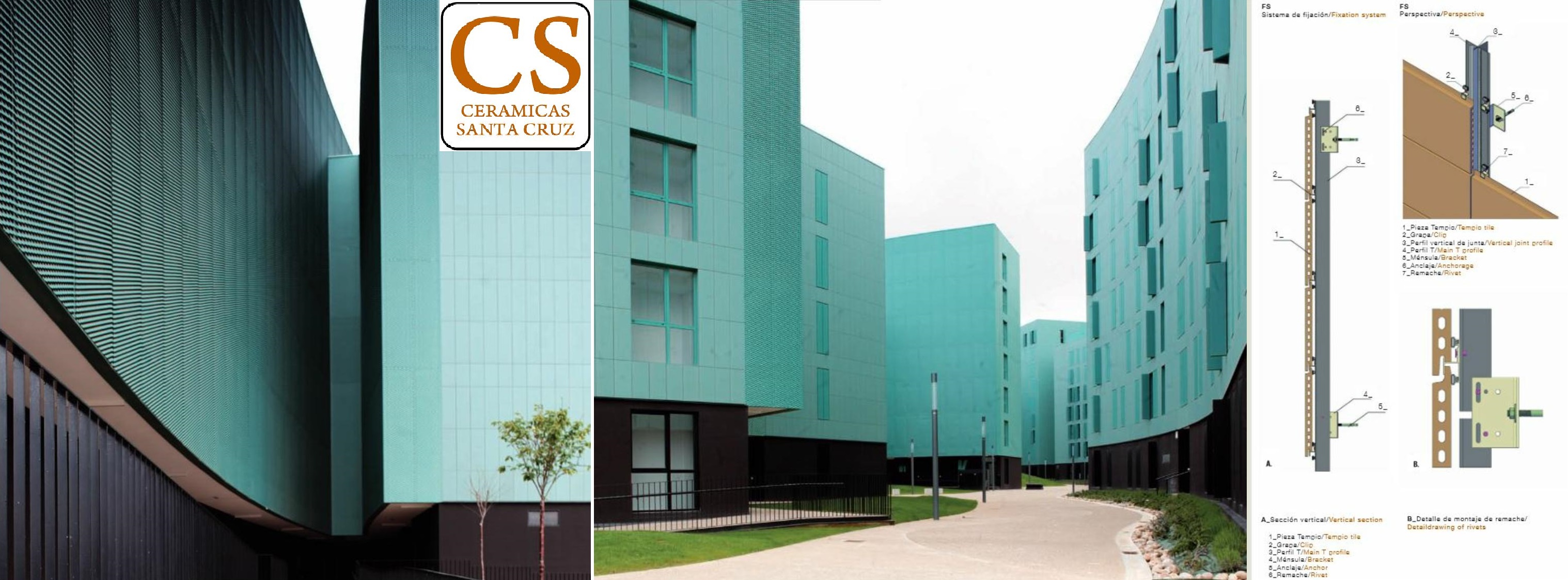 Exterior style moderno color turquesa, blanco, negro  diseñado por Ceramicas Santa Cruz | Marca colaboradora 