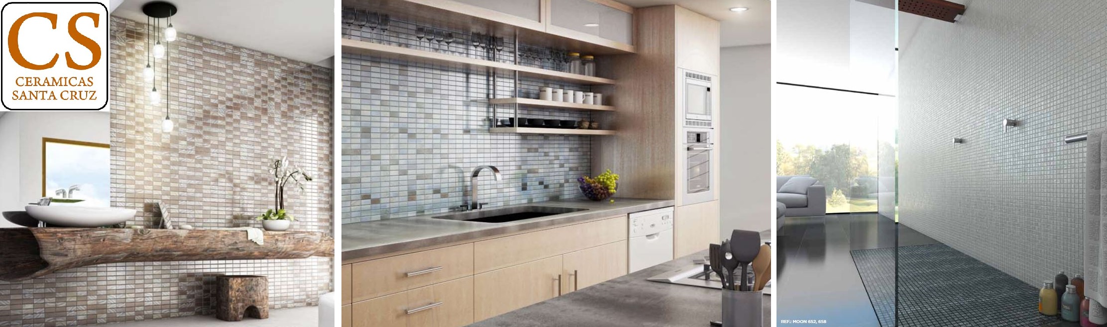 Baño, Cocina color beige, marron, blanco, gris  diseñado por Ceramicas Santa Cruz | Marca colaboradora 