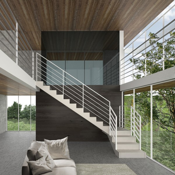 Escalera Estilo moderno Color rojo, plateado  diseñado por EIMA ESCALERAS | Marca colaboradora | Copyright PROPIETARIO