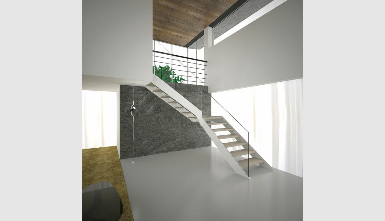 Escalera Estilo moderno Color rojo, blanco  diseñado por EIMA ESCALERAS | Marca colaboradora | Copyright PROPIETARIO